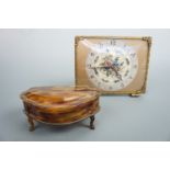 A 1940s dressing table clock and faux-tortoiseshell ring box