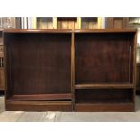 A pair of 1930s mahogany open bookcases, 93 cm x 111 cm