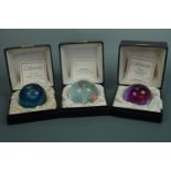 Three boxed Caithness paperweights: King Neptune, Space Vista and Octavia