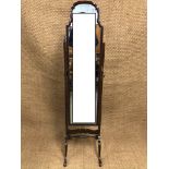 A 1930s mahogany cheval mirror, 163 cm