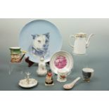 Sundry ceramics including a late 19th Century Royal Worcester hand-enamelled can, a Victorian hand-