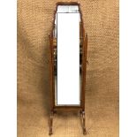 A 1930s walnut cheval mirror, 163 cm