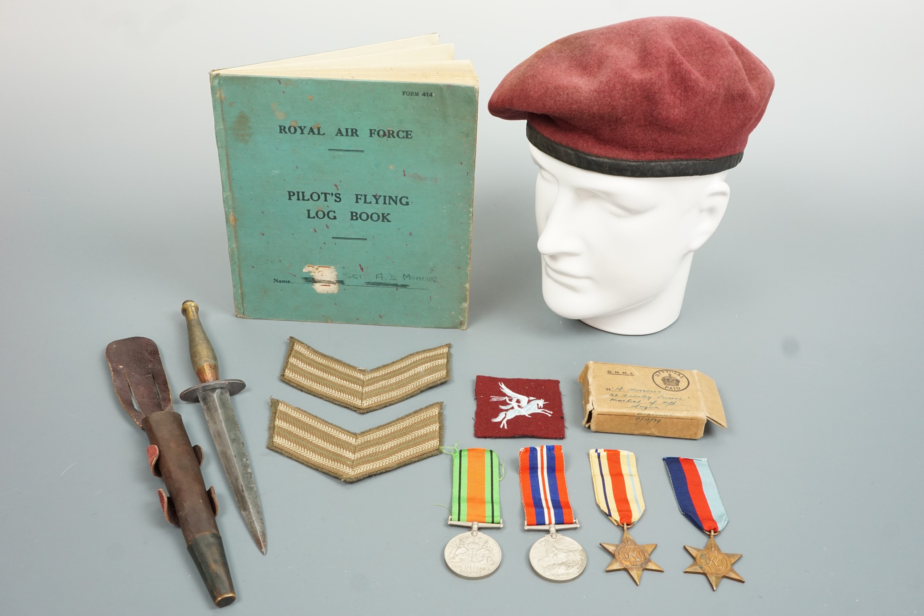 A Second World War Glider Pilot Regiment group, that of Sgt A D Moncur, comprising campaign medals