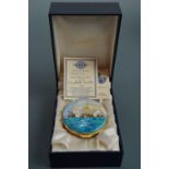A Moorcroft limited edition enamel box 11/25 by artist Peter Graves, Broadside, 7 cm diameter