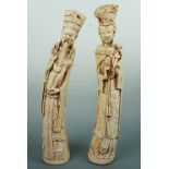 A pair of 1960s Chinese plaster figurines, 57 cm high