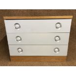 A 1980s Stag white-finished chest of drawers, 82 cm x 44 cm x 64 cm