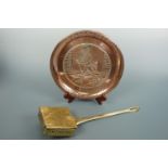An early 20th Century Johnny Walker Scotch Whisky embossed copper bar tray together with a brass