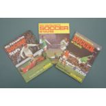 Three 1970 "My Favourite Soccer Stars" football card albums and cards as presented with Lion,