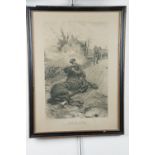 After Fortunino Matania (1881-1963), "Good-Bye Old Man", etching, framed and mounted under glass, 59