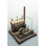 A boxed Doll and Co horizontal live steam engine, 28 cm x 28 cm