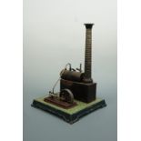 A Bing horizontal live steam engine, 22 cm x 22 cm