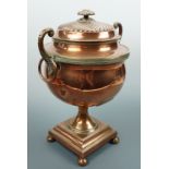 A late Georgian copper tea urn, 43 cm