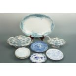 A quantity of 19th Century European and oriental blue-and-white ceramics