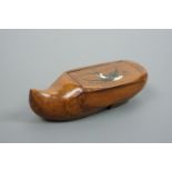 A late 19th / early 20th Century Sorrento ware painted wooden novelty snuff box in the form of a