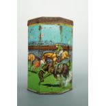 An early 20th Century advertising tin for Lyons Tea "The Grand National Drink", of octagonal