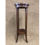 An early 20th Century string-inlaid mahogany plant stand, 92 cm