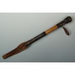 A late 19th / early 20th Century lead-weighted Malacca cosh or blackjack, 28 cm