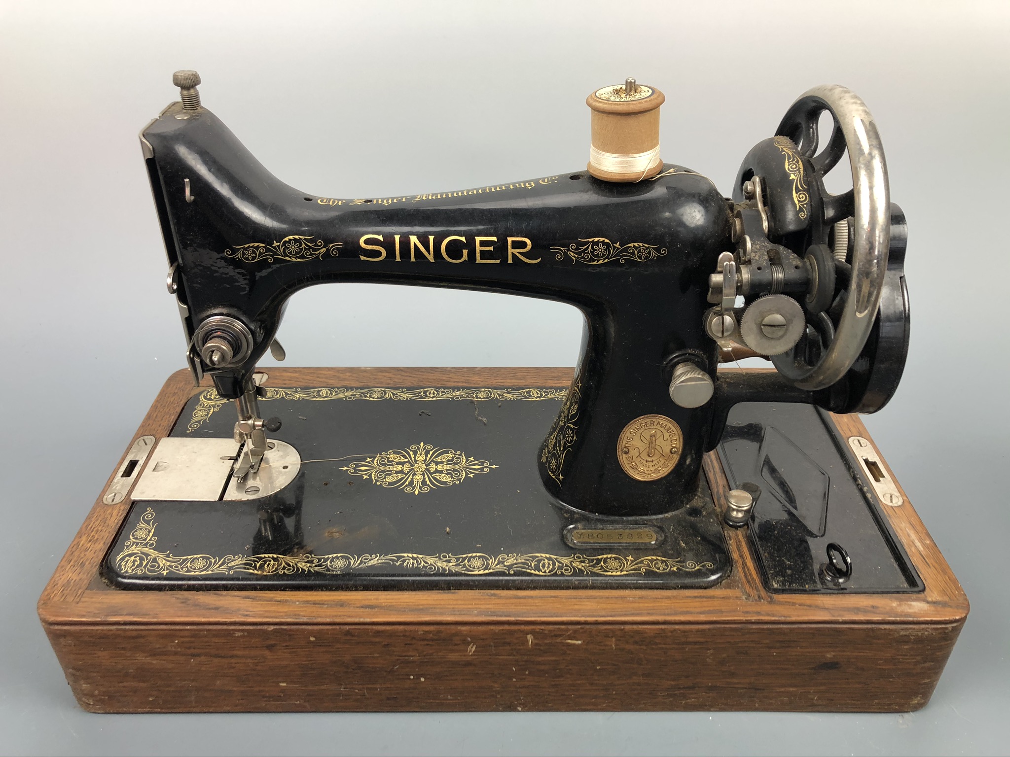 A Singer table model sewing machine, serial 8053829
