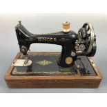 A Singer table model sewing machine, serial 8053829