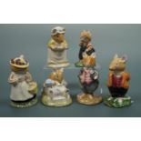 Six Royal Doulton figurines from The Bramley Hedge Collection: Mrs. Crustbread, Dusty Dogwood,