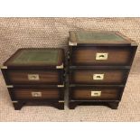 Two Georgian military campaign style brass-mounted mahogany bedside cabinets, 39 cm x 46 cm