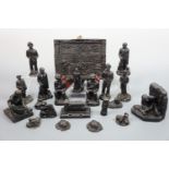 A quantity of coal miner and similar figurines by E & J Collectables, made with British coal