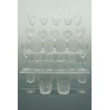 Sets of six small crystal wine glasses, sherry glasses,wine glasses etc.