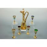 Liqueur decanter and six glasses