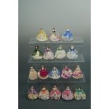 Sixteen Fairest Flowers figurines, 10 cm high, together with a Coalport Minuettes Kimberley