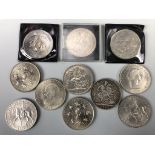 An 1892 silver crown coin and others