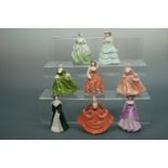 Eight Coalport figurines including Carla, Tracy, Andrea and others, 13 cm