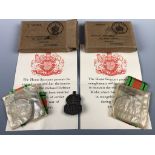 Two Second World War Defense Medals in original cartons addressed to related recipients, together