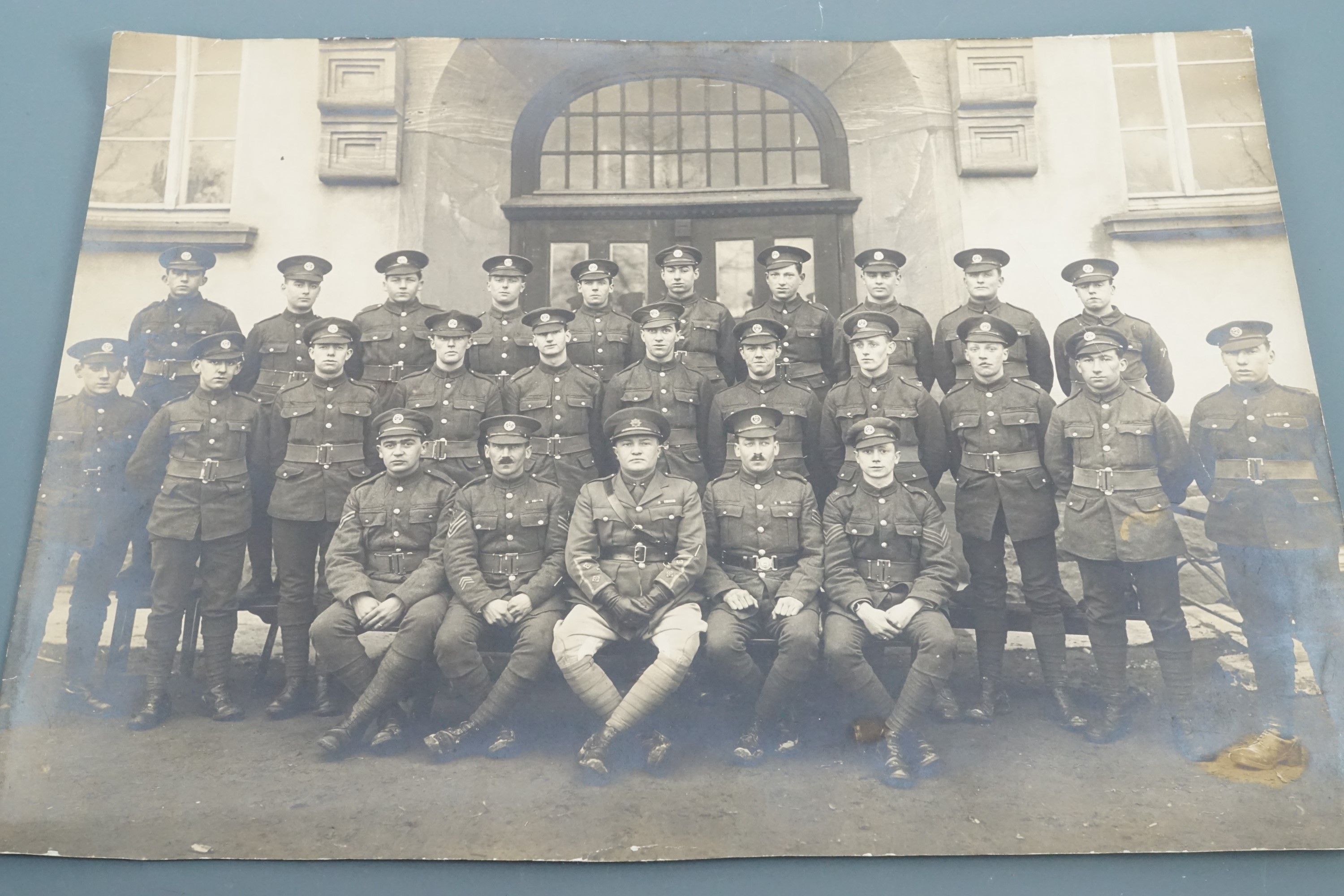 A framed pre Great War photograph of a British soldier wearing a Broderick cap, a framed 1918 army - Image 2 of 16