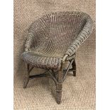 A vintage wicker armchair