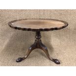 A quality Georgian-influenced mahogany tripod coffee table, 69 cm x 52 cm