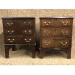 Two Georgian style mahogany bedside chests, (tops a/f)
