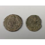 Two Roman copper coins