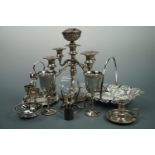 A quantity of electroplate including a Victorian egg cup stand