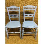 A pair of painted Victorian bedroom chairs