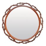 Espejo circular en madera, mediados del s.XX.