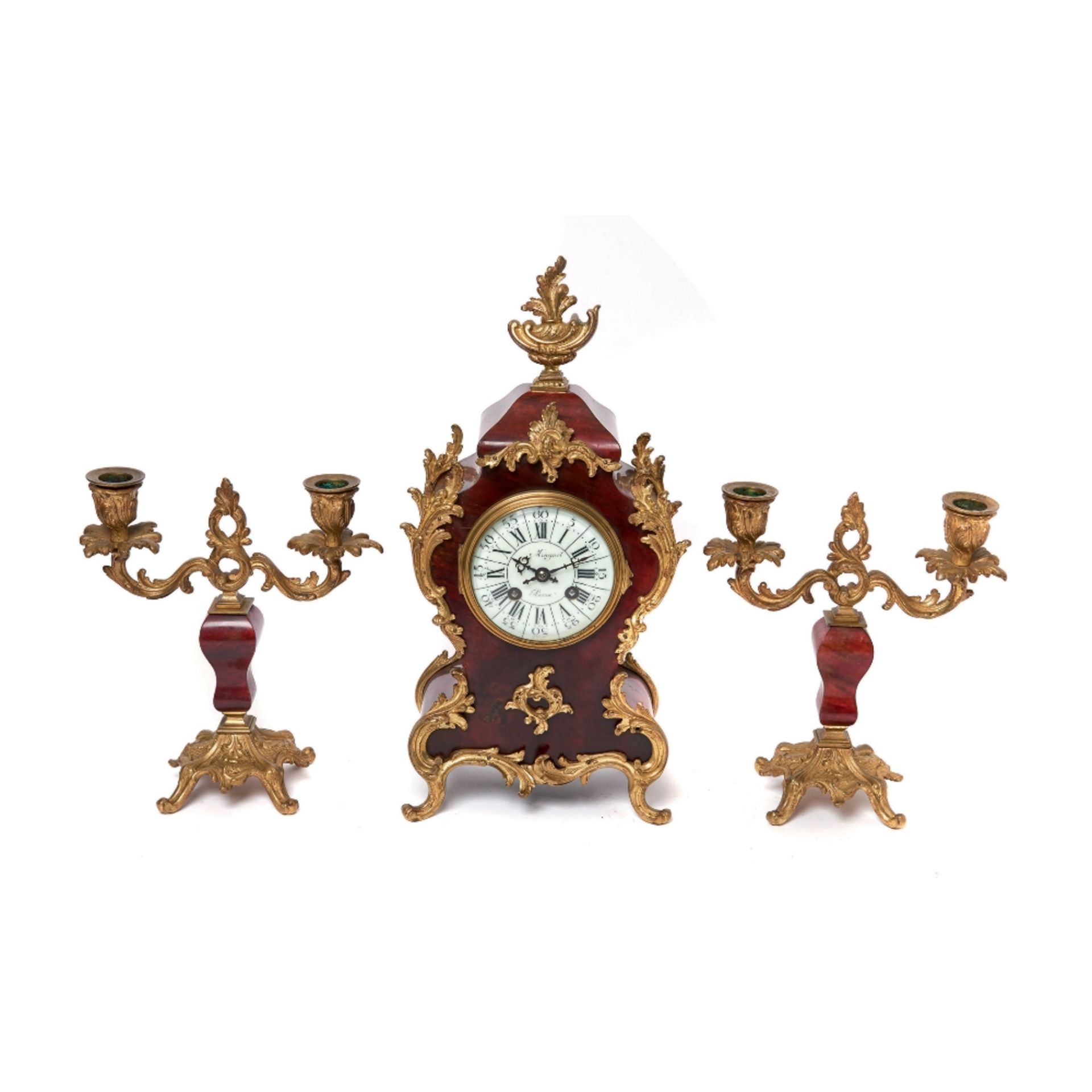 Reloj de sobremesa francés estilo Luis XV, ppios. del s.XX.