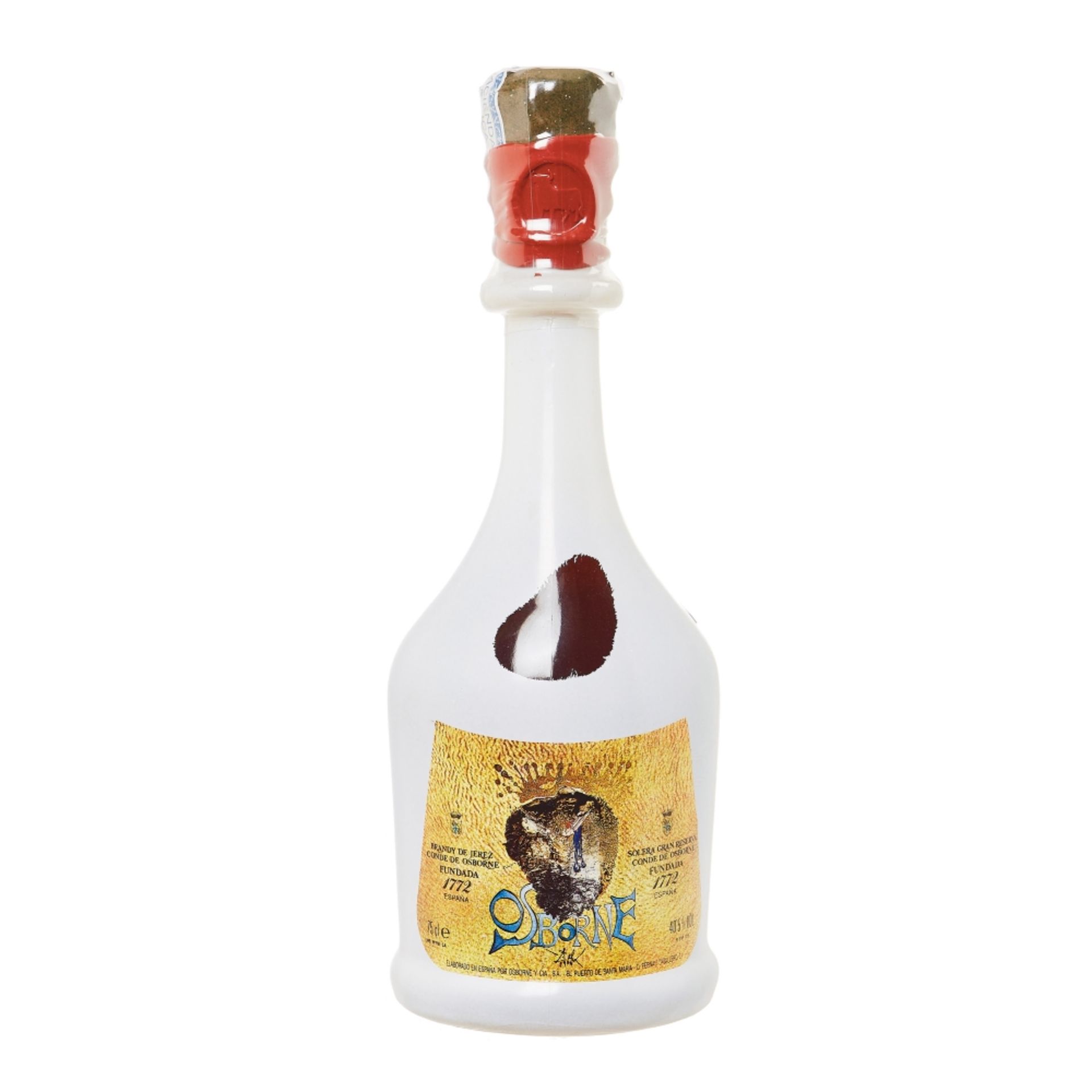 Botella de colección Brandy Conde de Osborne diseñada y firmada por Salvador Dalí en 1964.