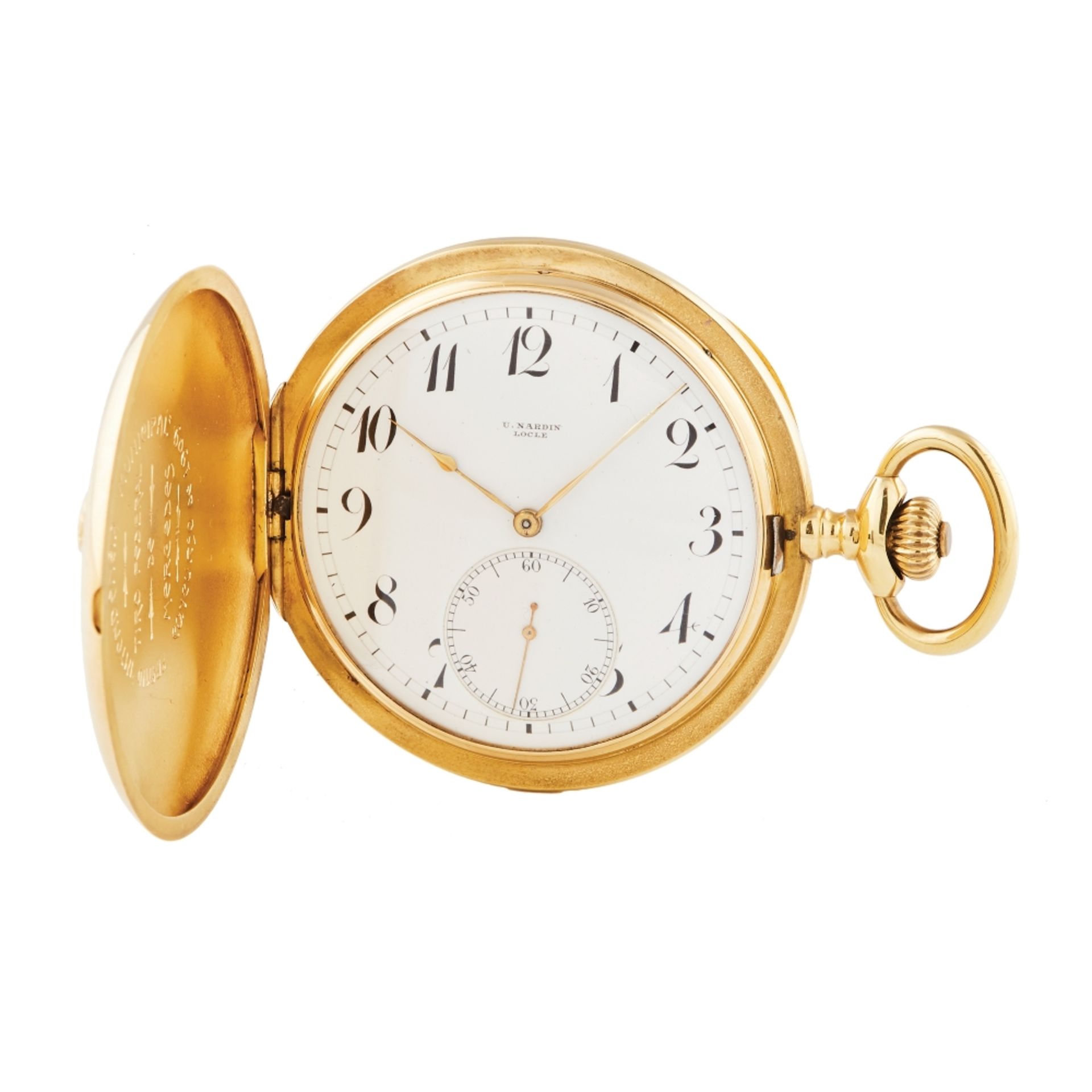 Reloj de bolsillo saboneta Ulysse Nardin en oro, c.1900.