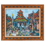 Joan Abelló. Dattatreya. Temple Bhaktapur. Nepal. Óleo sobre tela.