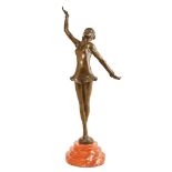 Escuela europea, fles. del s.XX. Bailarina. Escultura estilo Art Deco en bronce.