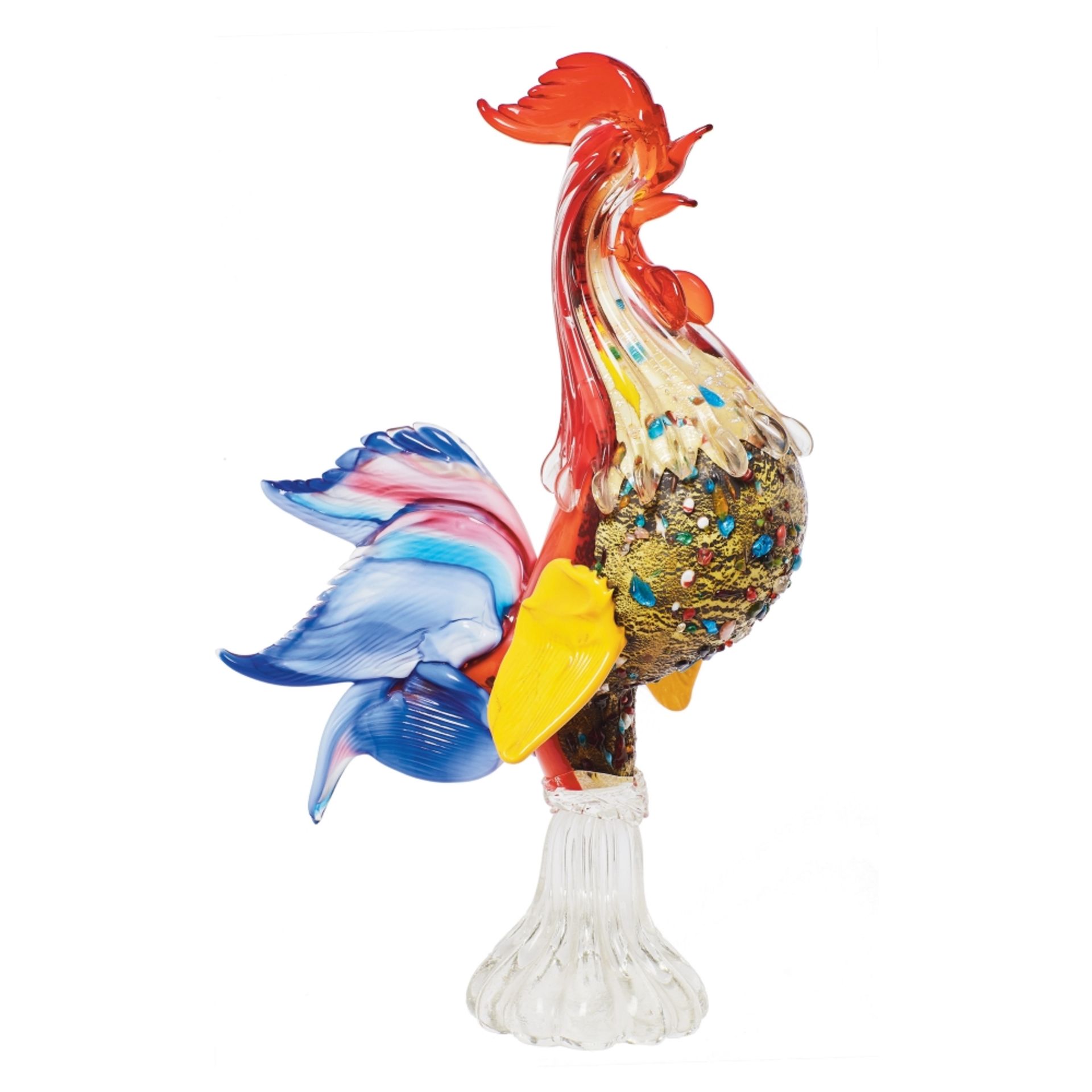 Gallo. Figura en cristal polícromo de Murano, c.1970.