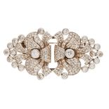 Broche convertible en clips en oro blanco con diamantes, c.1950.