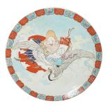 Gran plato en porcelana japonesa Imari, ppios. del s.XX.