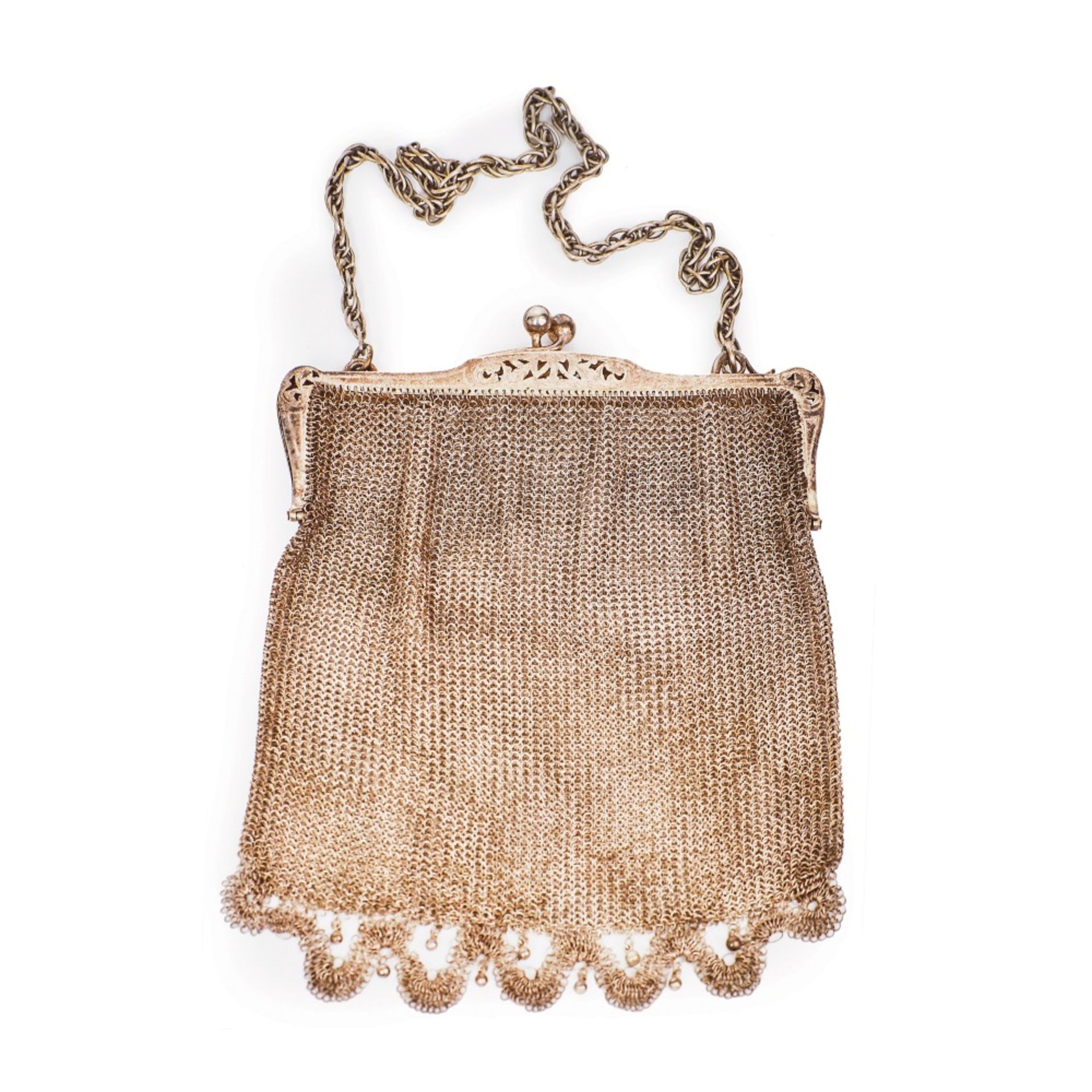 Bolso de malla con cadena en plata, c.1930.