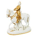 Juana de Arco a caballo. Figura en porcelana alemana Scheibe-Alsbach, primer tercio del s.XX.